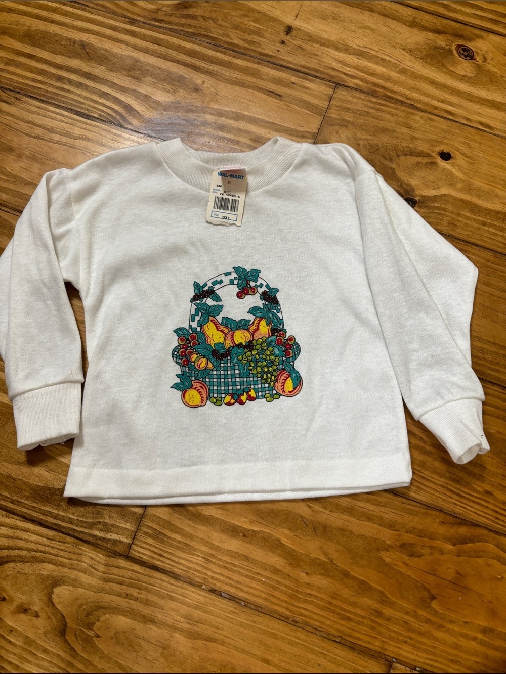 NWT Vintage Walmart Size 3T Crewneck Featuring Fruit Basket